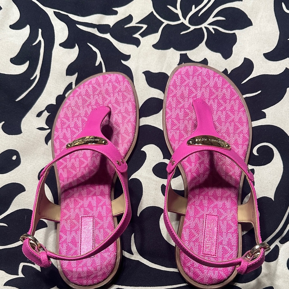 Michael Kors Vibrant Pink Logo Sandals